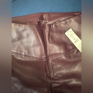 White House Black Market Burgundy Leather Leggings